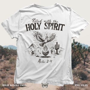 Western Boho Filled with the Holy Spirit Acts 2:4 Bible Verse Western PNG Christian Sublimation Designs Downloads Jesus PNG Holy Spirit png