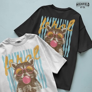 preppy animal design with raccoon and sunglasses for trendy summer girl outfits