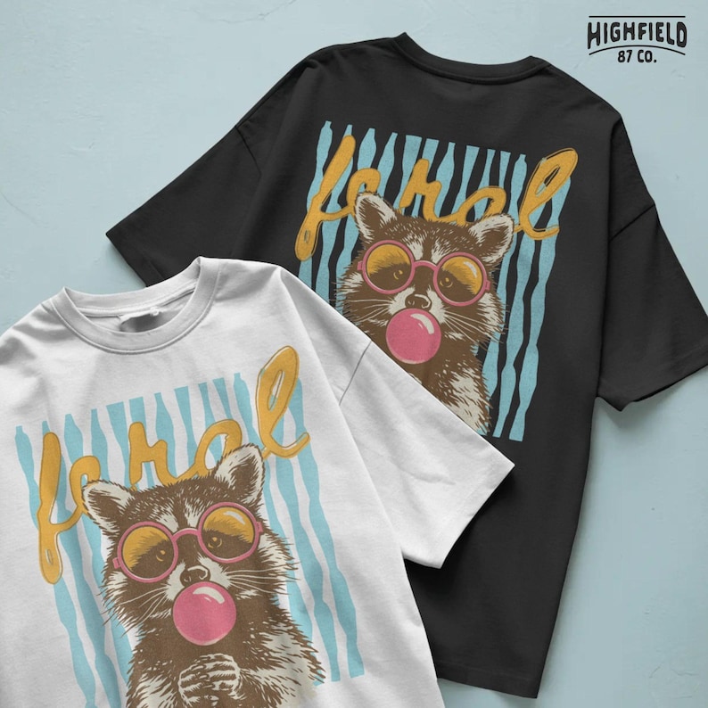 preppy animal design with raccoon and sunglasses for trendy summer girl outfits