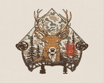 Whitetail Deer PNG : Bow Hunting Buck, Camo Forest Hunter Shirt, Outdoor Summer Digital Download