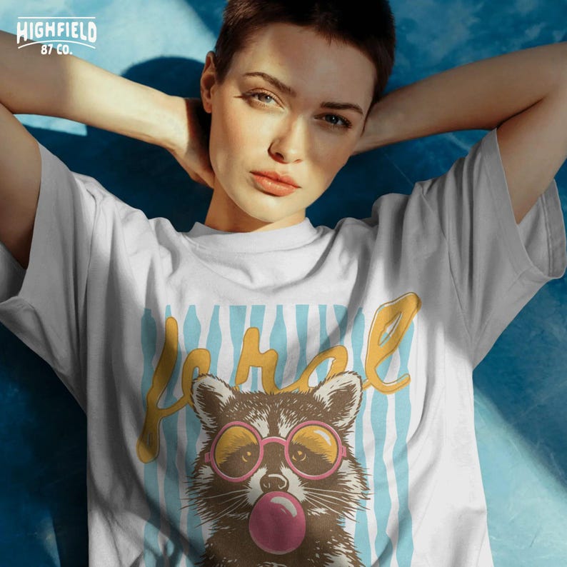 funny raccoon design for girly outfits and preppy fashion lovers