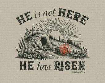 He Is Risen PNG, Christian Easter Sublimation Design (Digital Download)