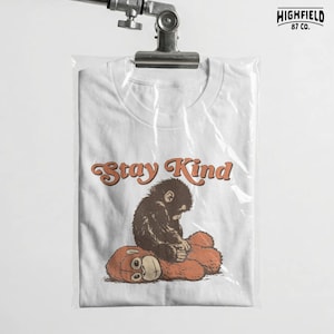 Meme inspired monkey graphic with emotional plush doll, printable PNG digital art