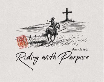 Riding With Purpose PNG, Christian Motorcycle Shirt Design, Faith Biker Religious Digital Download for Men Women Riders Gift