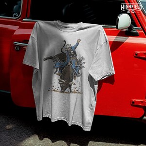 Cowboy dad PNG featuring a rodeo bull rider illustration with western action, bull riding theme, and ranch style artwork for Father’s Day shirts.