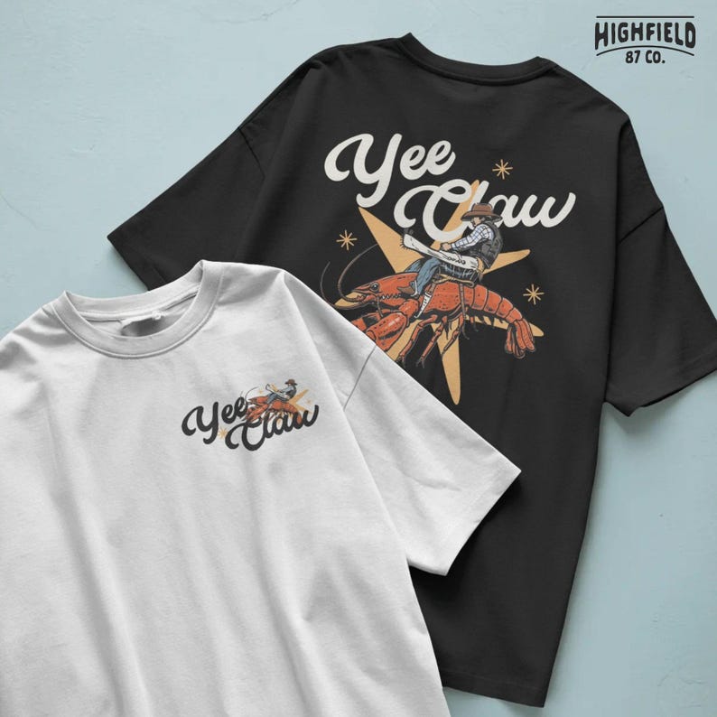 cajun humor crawfish design with cowboy riding crawdad for fishing and outdoor shirts