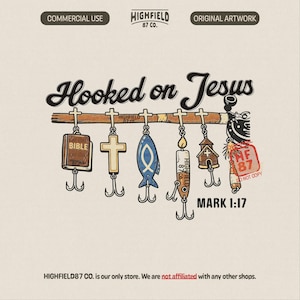 Christian Fishing PNG, Hooked on Jesus, Angler Shirt Design (Digital Download)