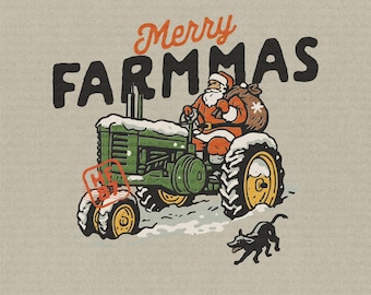 Merry Farmmas PNG | Santa Tractor, Dog, Country Christmas (Digital Download)