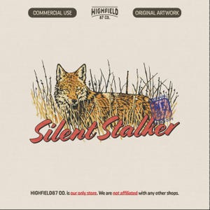 Red Fox PNG : Silent Stalker Fox Sublimation Shirt Design Woodland Wildlife Nature Lover Gift Digital Download