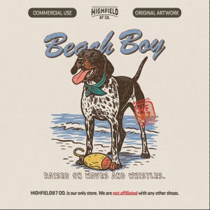 GSP Beach Boy PNG German Shorthaired Pointer Summer Hunting Dog Sublimation Graphic Digital Downloadable