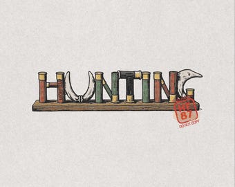Hunting PNG, Antler Bullet and Duck Call Sign Shirt Design, Deer Hunter Digital Download for Outdoorsmen Gift