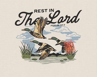 Christian Duck Hunting PNG reste dans la conception de chemise en téléchargement numérique Lord Psaume 37: 7