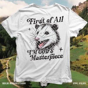 I’m God’s Masterpiece Ephesians 2:10, Christian Possum T-shirt Design PNG, Christian Sublimation Design for Custom T-shirts, Mugs & Gifts