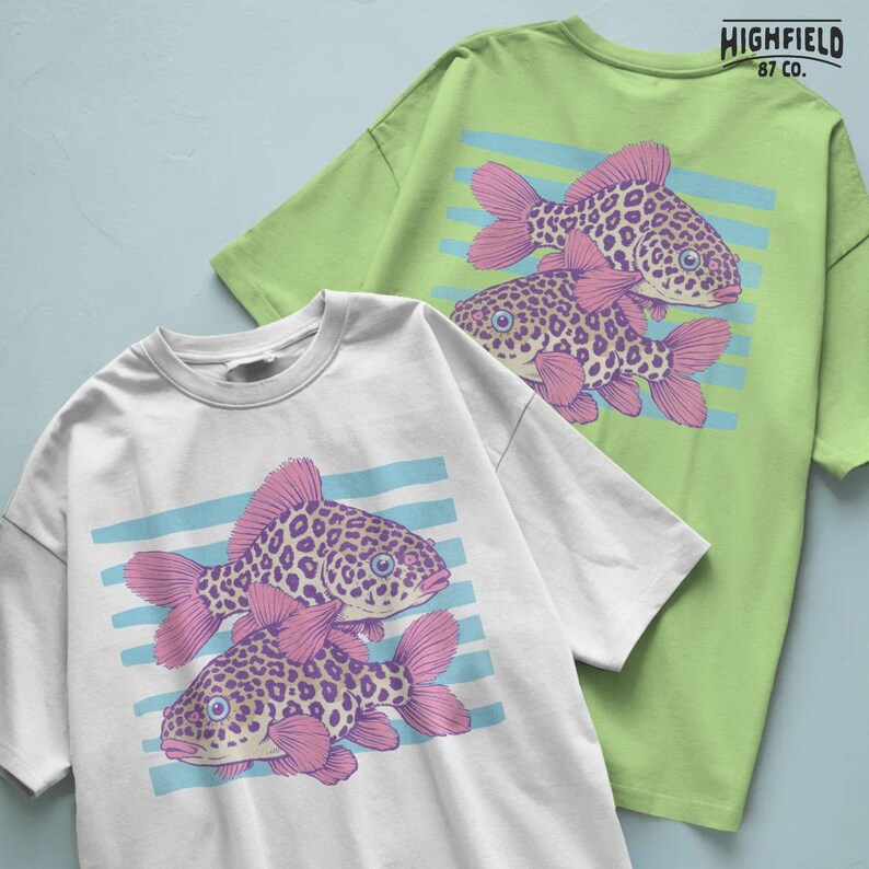 colorful leopard fish png trendy girly fish illustration for summer shirt design sublimation file