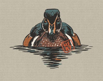 Holz Ente PNG | Wasservögel jagen Clipart (digitaler Download)