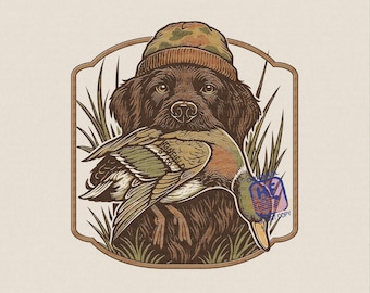 Duck Hunting Dog PNG Mallard Retriever Waterfowl Hunter Camo Hat Wildlife Shirt Design Digital Download