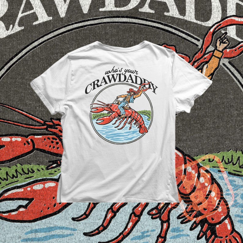cajun humor crawfish design with cowboy riding crawdad for fishing and southern style shirts