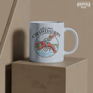 hand drawn crawfish illustration for southern humor apparel and fishing designs