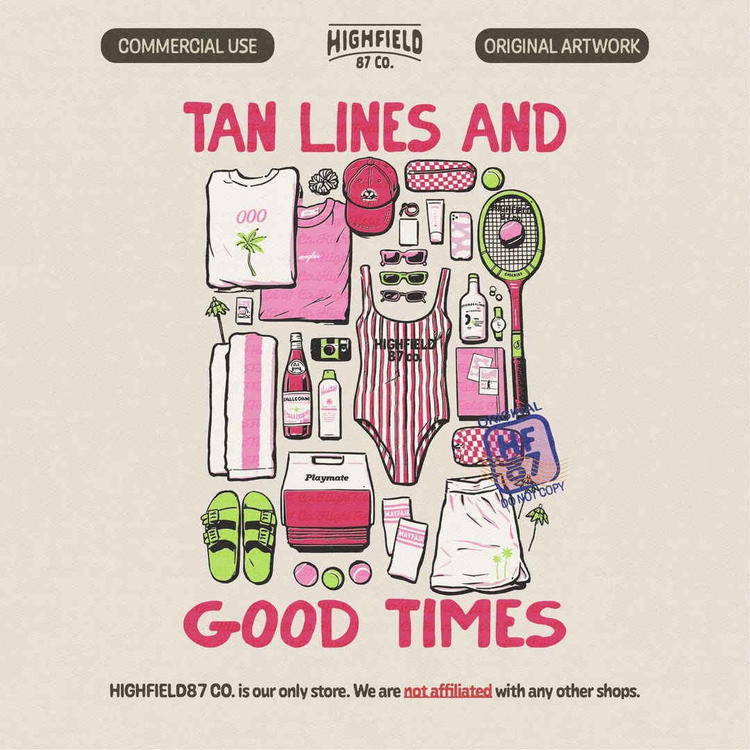 Good Times Tan Lines PNG Summer Beach Girl Collage, Tennis Outfit ...