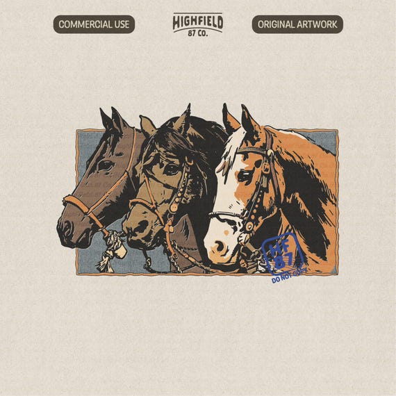 Vintage Western Horse PNG, Ranch Illustration (Digital Download)