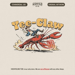 Yee Claw Crawfish PNG | Cowboy Riding Crawdad Rodeo Design (Digital Download)