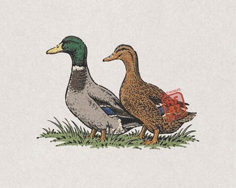 Mallard Duck PNG, Male and Female Waterfowl Pair Shirt Design, Duck Hunting Digital Download for Hunters and Wildlife Lovers