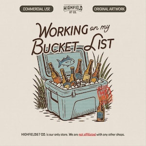 Funny Fishing Beer PNG: Bucket List Cooler Illustration (Digital Download)