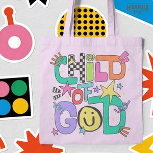 Classroom PNG featuring Child Of God text in colorful hand drawn letters for back to school and Sunday school projects.