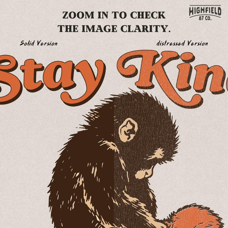 Viral monkey meme style artwork with sarcastic kindness message, digital download PNG transparent background