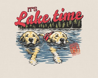 It's Lake Time PNG, Labrador Dog Summer, Hunting Dog Design, Funny Lab Dog Lake Life Graphic, Outdoor Dog Lover Digital Download