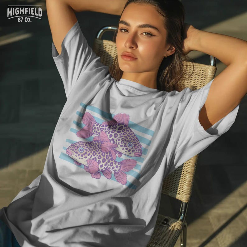 trendy fish png pink and purple leopard print fish illustration for girly tshirt sublimation