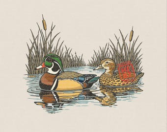 Stockente Ente PNG: Wasservögel Jagd Paar Design, Ente Jäger Valentine Paar Shirt Grafik digitaler Download