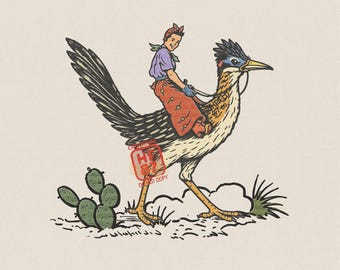 Cowgirl Roadrunner PNG Funny Western Bird Rodeo Cowgirl Riding Desert Animal Texas Humor Shirt Design Digital Download