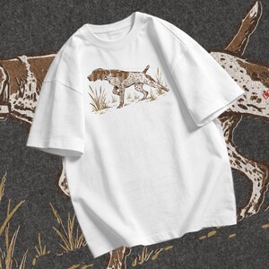 Hunting dog PNG showing a GSP standing alert in a classic pointing stance for upland hunting shirt designs and hunter gifts.