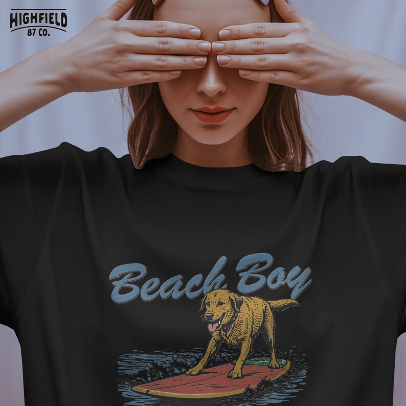 golden retriever surfboard design beach boy dog graphic for sublimation png