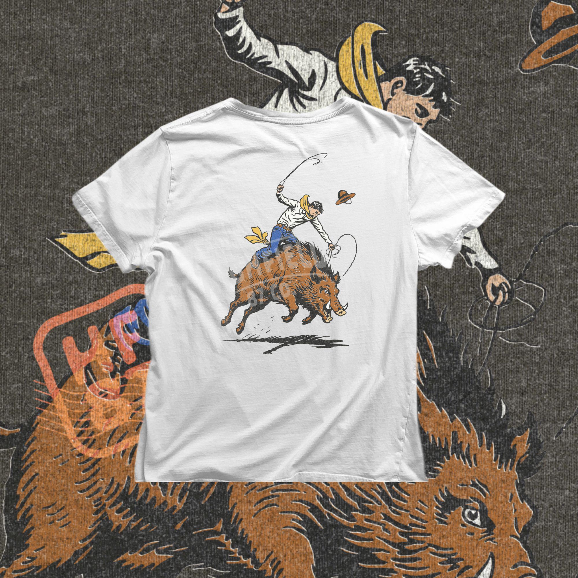 Boar Rodeo Wild Boar Riding PNG Cowboy Hog Rodeo Design, Funny Western Hunter ...