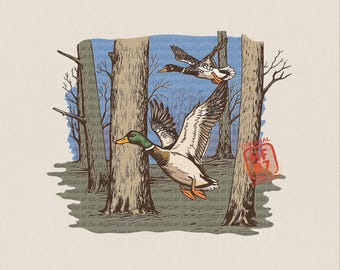 Duck Hunting PNG : Mallard Duck Timber Waterfowl Hunter Shirt Design for Hunting Season Outdoor Graphic Digital Download