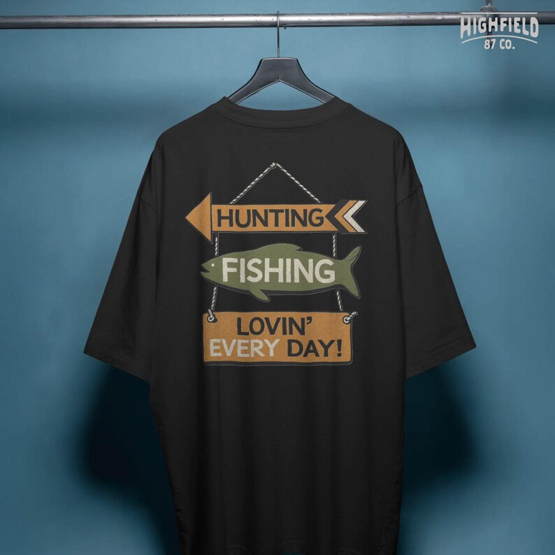 Hunting fishing digital PNG featuring rustic sign illustration with outdoor lifestyle message