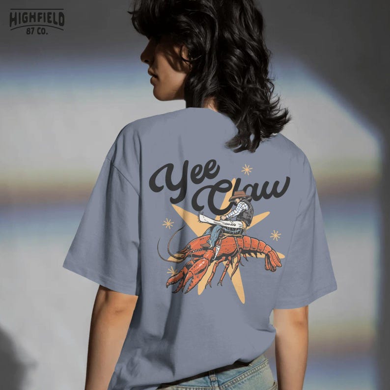 vintage crawfish cowboy illustration for fishing lovers and cajun themed apparel