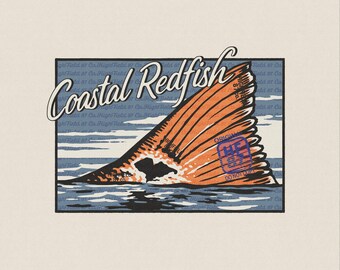 Redfish Tail PNG, Coastal Fishing Art, Angler Shirt Design (Digital Download)