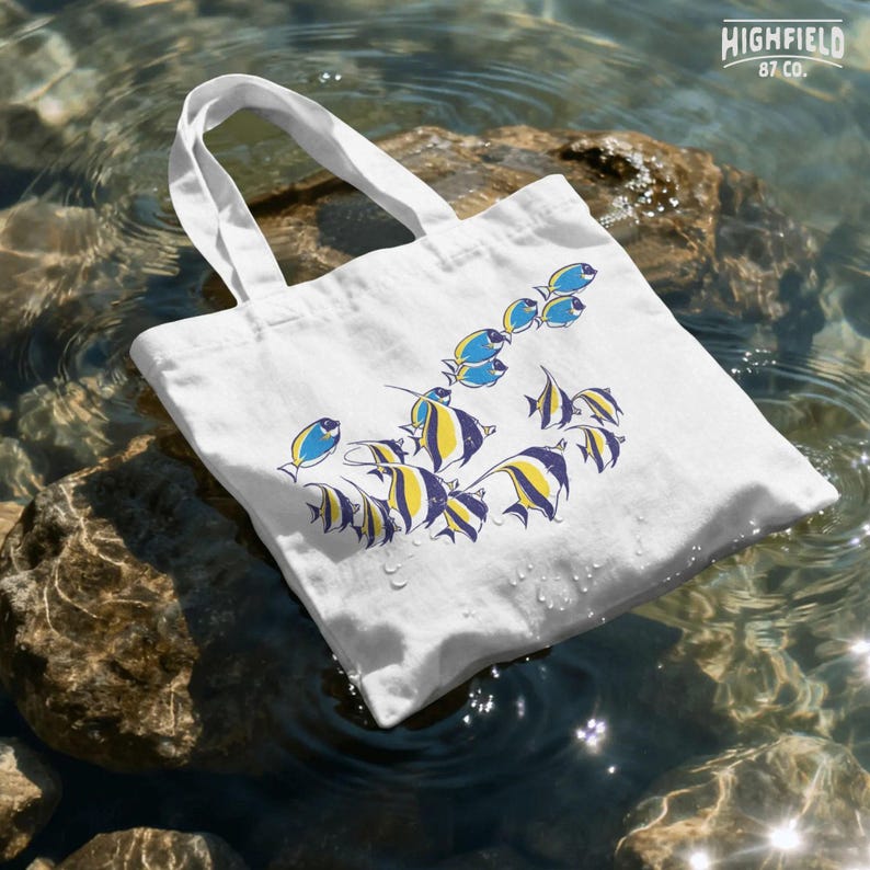 summer beach png with reef fish and ocean style composition, clean coastal design for apparel
