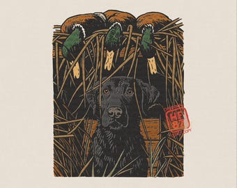 Duck Hunting Dog PNG: Black Lab Retriever met wilde eenden, grafisch shirt watervogelsjager digitale download