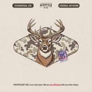 Buck Deer PNG, Old School Camo Hunting Graphic, Whitetail Deer Hunter Shirt Digital Download