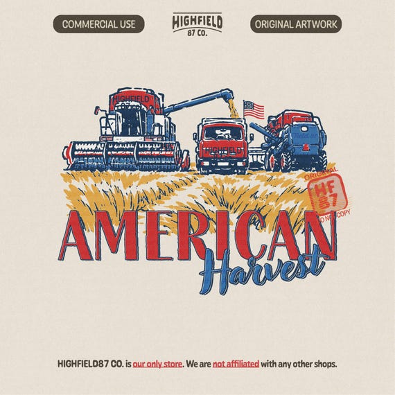 American Harvest PNG: Combine Tractor Farm Harvest Shirt, USA Flag Patriotic Farmer Gift Agriculture Digital Download File