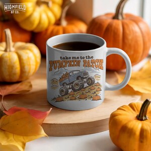 Digital download PNG featuring pumpkin patch monster truck artwork for fall kids shirts, boys autumn apparel, and pumpkin season designs.