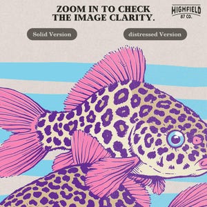 girly fish png colorful leopard pattern fish illustration for summer tshirt sublimation digital download