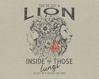 Lion In Lungs PNG, Christian Sublimation Design (Digital Download)