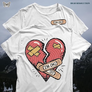 I&#39;m OK, Psalm 147:3 He Heals the Brokenhearted PNG, Christian Healing PNG,Faith-Based Sublimation,Inspirational Bible Verse Digital Download