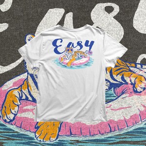 tiger relaxing on inflatable pool float png with sunglasses funny summer animal design for tshirt printing