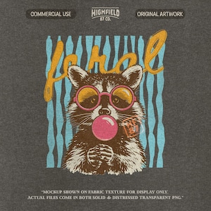 preppy raccoon with sunglasses and bubble gum for cute summer girl shirt designs and girly outfits